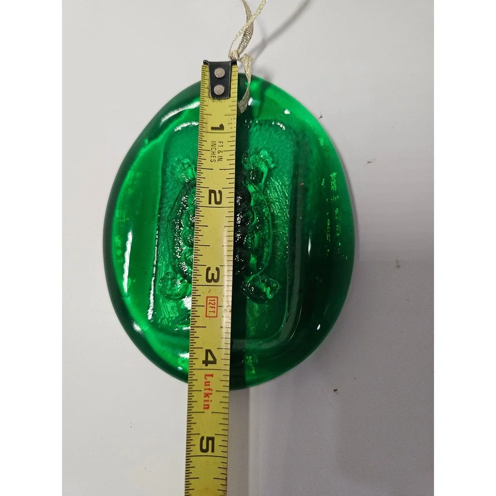 Vintage Blenko Green‎ Glass Turtle Pendant Charm Hanging Ornament Art